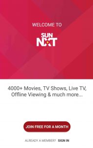 welcome page sunnxt