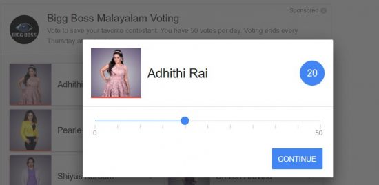online voting for malayalam bigg boss