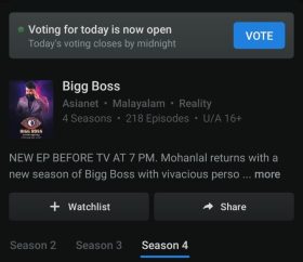 Online Voting Bigg Boss Malayalam Season 4