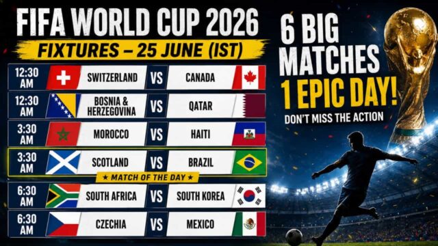 FIFA World Cup 2026 Fixtures for 25 June: Scotland vs Brazil Headlines a Crucial Day of Group Stage Action FIFA World Cup 2026 Fixtures for 25 June: Scotland vs Brazil Headlines a Crucial Day of Group Stage Action
