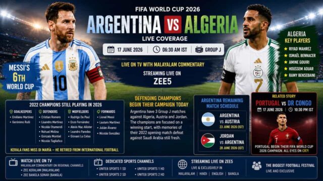 Argentina vs Algeria Live Coverage on Zee Keralam with Malayalam Commentary Argentina vs Algeria Live Coverage on Zee Keralam with Malayalam Commentary