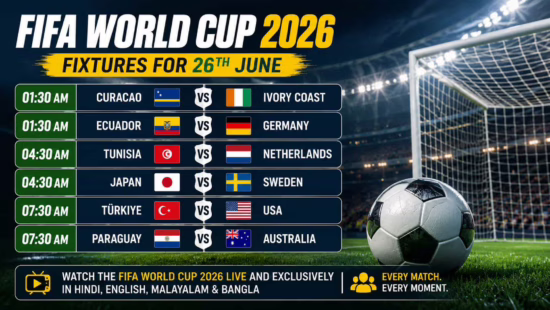 FIFA World Cup 2026 Schedule for 26 June: Live Streaming on ZEE5