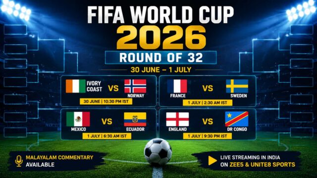 FIFA World Cup 2026 Live with Malayalam Commentary on ZEE5 – 1 July Match Schedule