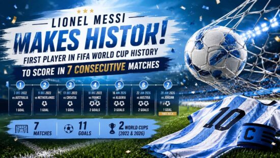 Messi Becomes First Player in FIFA World Cup History to Score in Seven Consecutive Matches