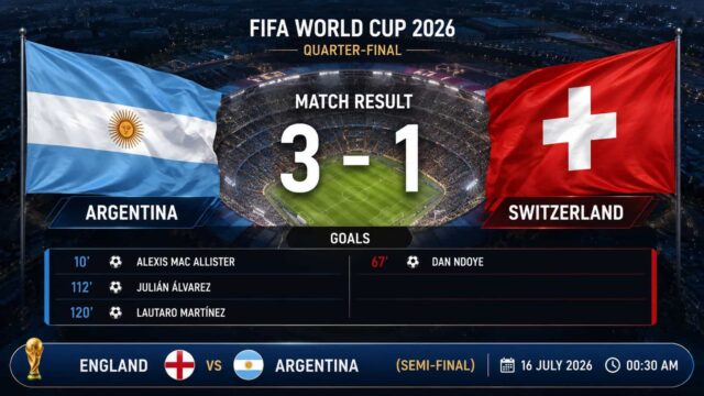 Argentina Beat Switzerland 3-1 After Extra Time to Reach FIFA World Cup 2026 Semi-Finals, Find match Stats