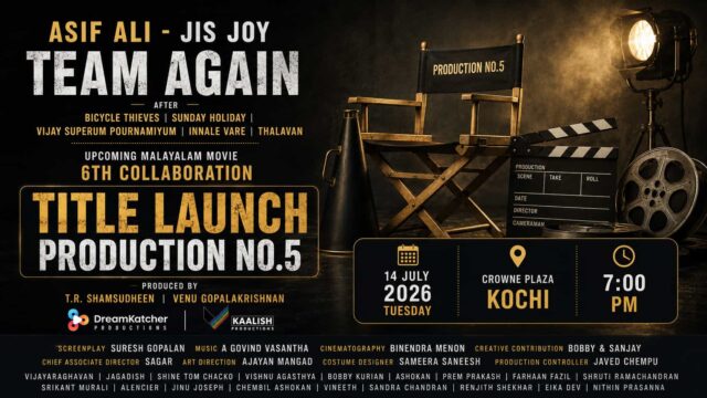 Asif Ali and Jis Joy Reunite for Their Sixth Film, Title Launch on July 14 in Kochi