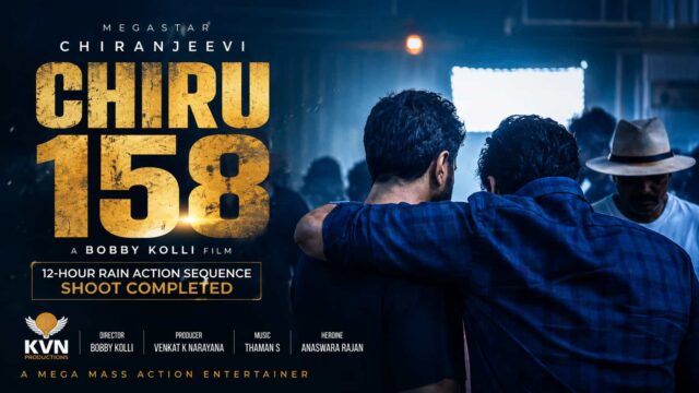 Chiranjeevi's Chiru158 Makes Headlines with 12-Hour Rain Action Sequence Chiranjeevi's Chiru158 Makes Headlines with 12-Hour Rain Action Sequence