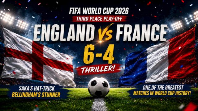 England Beat France 6-4 in FIFA World Cup 2026 Third-Place Play-Off as Bukayo Saka Nets Hat-trick England Beat France 6-4 in FIFA World Cup 2026 Third-Place Play-Off as Bukayo Saka Nets Hat-trick