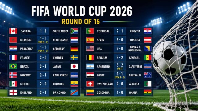 FIFA World Cup 2026 – Round of 32 Results & Round of 16 Teams FIFA World Cup 2026 – Round of 32 Results & Round of 16 Teams