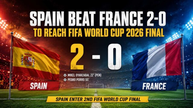 Spain Beat France 2-0 to Reach FIFA World Cup 2026 Final , Find Match Stats and Report Spain Beat France 2-0 to Reach FIFA World Cup 2026 Final , Find Match Stats and Report