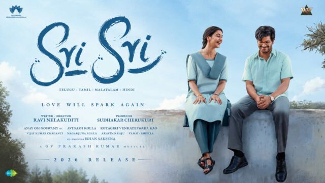 Dulquer Salmaan and Pooja Hegde in the first look poster of Sri Sri, directed by Ravi Nelakuditi and releasing in 2026. Dulquer Salmaan and Pooja Hegde in the first look poster of Sri Sri, directed by Ravi Nelakuditi and releasing in 2026.