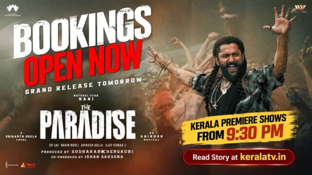 Nani The Paradise Kerala advance booking opens with premiere shows from September 23 Nani The Paradise Kerala advance booking opens with premiere shows from September 23