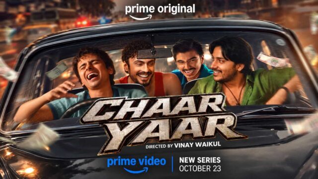 Chaar Yaar on Prime Video featuring Purav Jha, Naman Jain, Saqib Ayub and Prayrak Mehta Chaar Yaar on Prime Video featuring Purav Jha, Naman Jain, Saqib Ayub and Prayrak Mehta