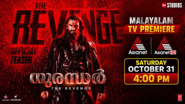 Dhurandhar The Revenge Malayalam Television Premiere on Asianet and Asianet HD - October 31 at 4:00 PM
