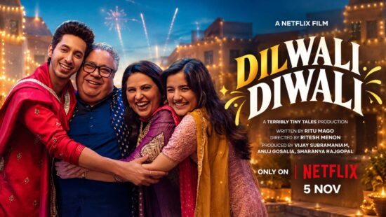 Dilwali Diwali Netflix movie poster featuring Mihir Ahuja, Manoj Pahwa, Neelu Kohli and Aurra Bhatnagar Dilwali Diwali Netflix movie poster featuring Mihir Ahuja, Manoj Pahwa, Neelu Kohli and Aurra Bhatnagar