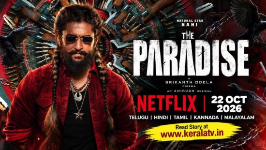 Nani in The Paradise movie official Netflix OTT poster announcing 22 October 2026 release in five languages Nani in The Paradise movie official Netflix OTT poster announcing 22 October 2026 release in five languages