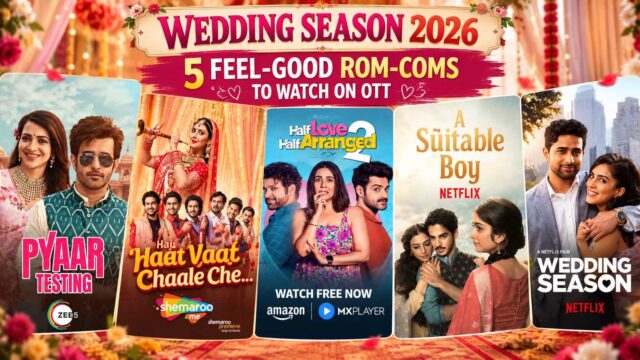 Wedding Season 2026 OTT watchlist featuring Haju Vaat Chaale Che, Half Love Half Arranged, A Suitable Boy, Wedding Season and Pyaar Testing Wedding Season 2026 OTT watchlist featuring Haju Vaat Chaale Che, Half Love Half Arranged, A Suitable Boy, Wedding Season and Pyaar Testing